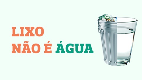 ilustração de copo de água com caixote de lixo